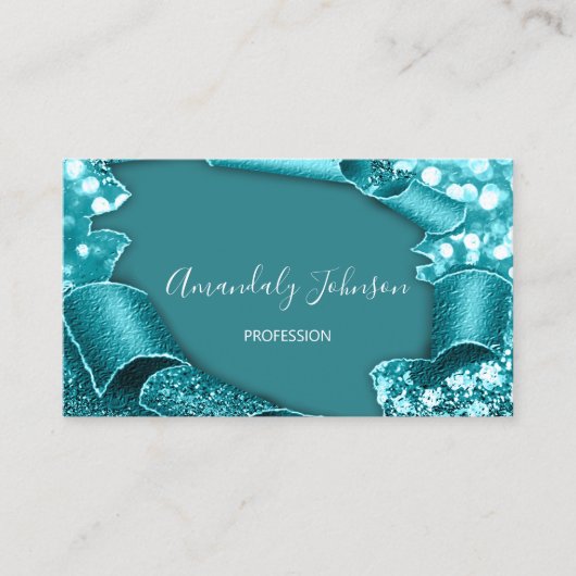 3D Effect Makeup Artist GLITTER Event Planner Blau Visitekaartje (Voorkant)