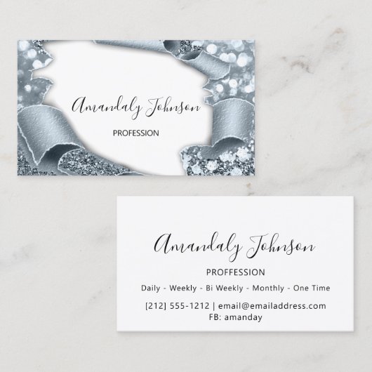 3D-effect Makeup Artist GLITTER GRAY BLUE White Visitekaartje (Voorkant / Achterkant)