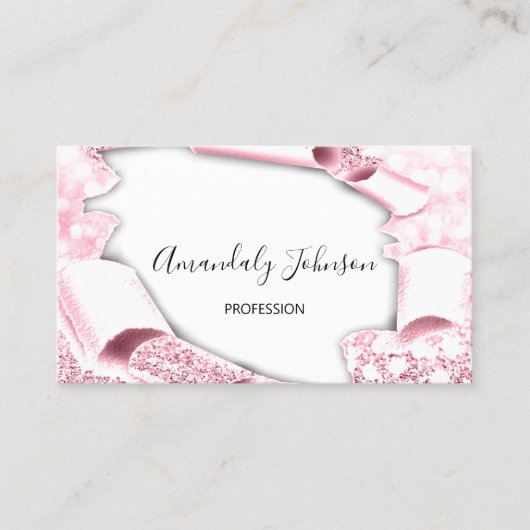 3D Effect Makeup Artist Roze Wit Visitekaartje (Voorkant)