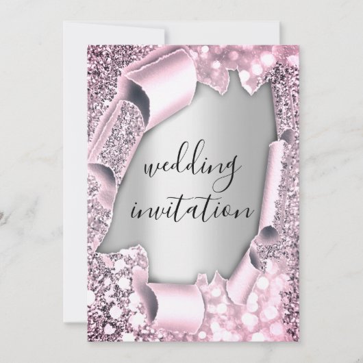 3D-effect op bruiloft Elegant roze zilver Kaart (Voorkant)