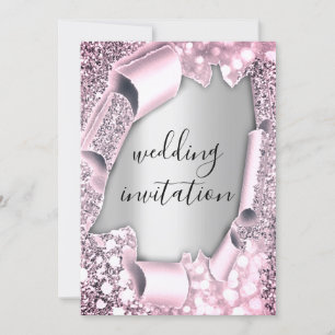 3D-effect op bruiloft Elegant roze zilver Kaart