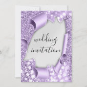3D-effect op bruiloft Elegant Violet Silver Glitte Kaart (Voorkant)