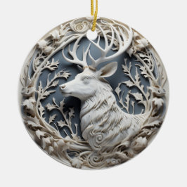 3D-effect rendierornament | Aangepaste naam Keramisch Ornament