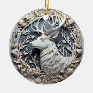 3D-effect rendierornament | Aangepaste naam Keramisch Ornament