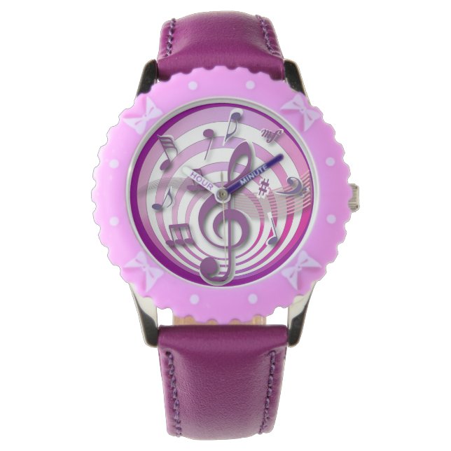 3D-effect roze notities Horloge (Voorkant)