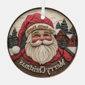 3D-effect Santa Glass Ornament -  (Achterkant)