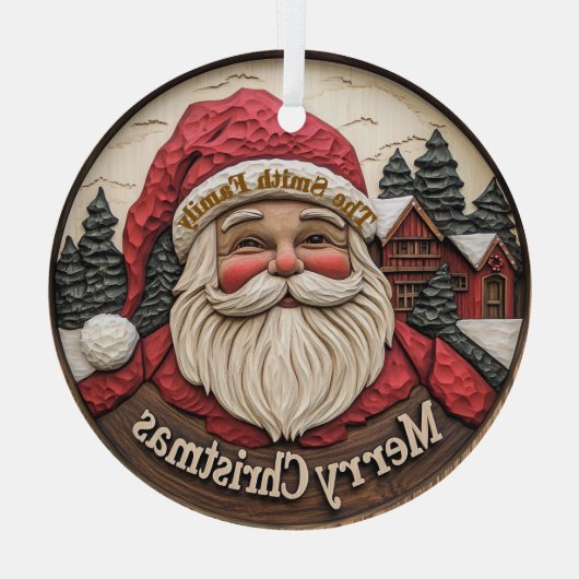 3D-effect Santa Glass Ornament -  (Achterkant)