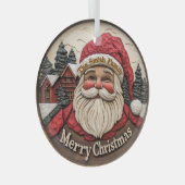 3D-effect Santa Glass Ornament -  (Voorkant Rechts)