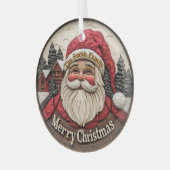 3D-effect Santa Glass Ornament -  (Voorkant links)
