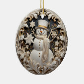 3D-effect sneeuwman kerstornament | Aangepaste naa Keramisch Ornament (Rechts)
