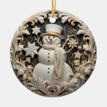 3D-effect sneeuwman kerstornament | Aangepaste naa