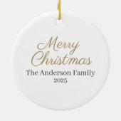 3D-effect sneeuwman kerstornament | Aangepaste naa Keramisch Ornament (Achterkant)