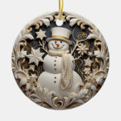 3D Effect Snowman Christmas Ornament | Custom name (Voorkant)