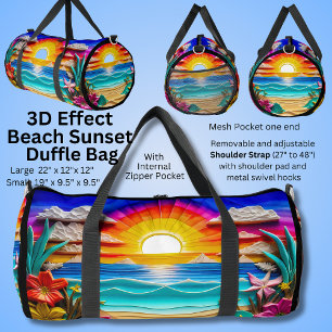3D effect, strand zonsondergang bloemen wolken sch Plunjezak