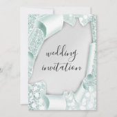 3D-effect van bruiloft Silver Mint Green Lijst Kaart (Voorkant)