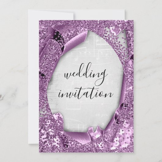 3D-effect - Zilver Grey Paarse muziek Kaart (Voorkant)