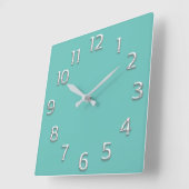 3D Effect Zilveren GRIJS Minimalisme Blauw Pastel Vierkante Klok (Hoek)