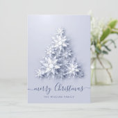 3D Elegante Sneeuwvlokken Kerstboom Groet Feestdagenkaart (Staand voorkant)