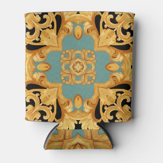 3D-elementen van Golden Baroque Ornament Blikjeskoeler (Voorkant)