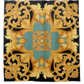 3D-elementen van Golden Baroque Ornament Douchegordijn (Voorkant)