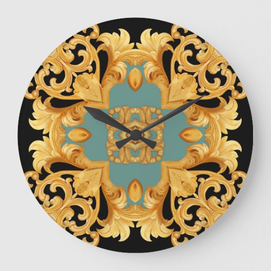 3D-elementen van Golden Baroque Ornament Grote Klok (Voorkant)