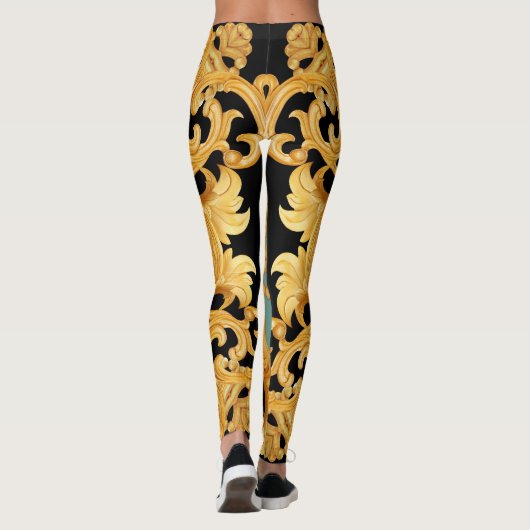3D-elementen van Golden Baroque Ornament Leggings (Achterkant)