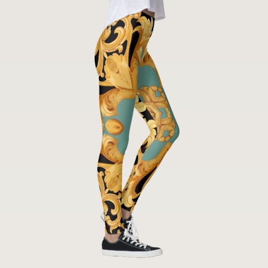 3D-elementen van Golden Baroque Ornament Leggings (Rechts)