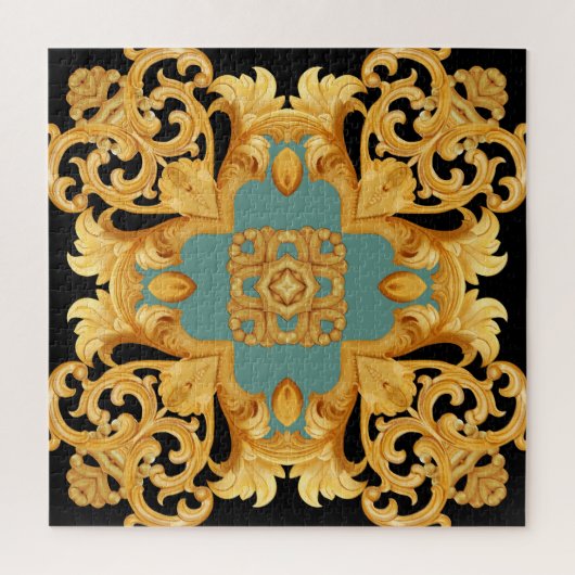 3D-elementen van Golden Baroque Ornament Legpuzzel (Verticaal)