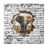 3D Elephant Wall Break Art – Realistic Safari (2) Tegeltje (Voorkant)