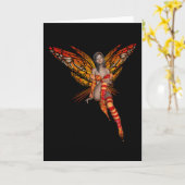 3D Elf van de oranje Vlinder van de Monarch - Fee Kaart (Gele Bloem)