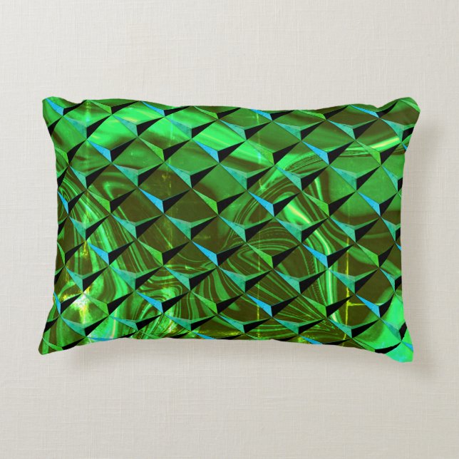 3D en groene krommen of golven mengen Accent Kussen (Achterkant)