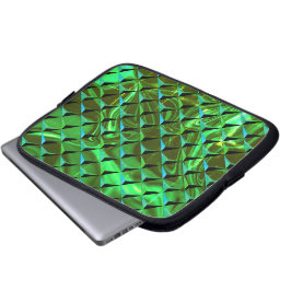 3D en groene krommen of golven mengen Laptop Sleeve