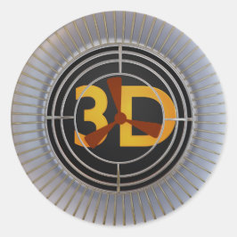 3D-engine. Ronde Sticker