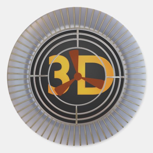 3D-engine. Ronde Sticker (Voorkant)