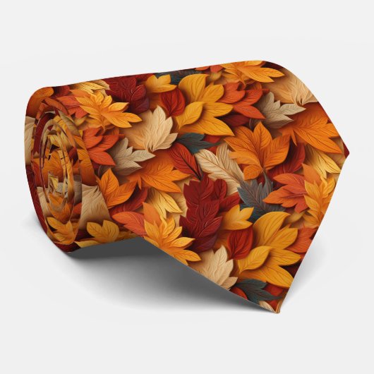 3D Fall Leaves stropdas (Opgerold)