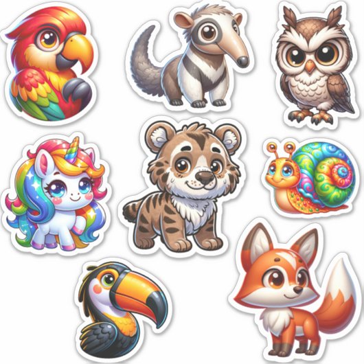 3D Fantasy Dierlijke Sticker Extravaganza (Voorkant)