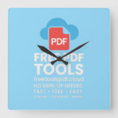 🔥 3D Fantasy Logo – FreetoolsPDF.Cloud Vierkante Klok (Voorkant)