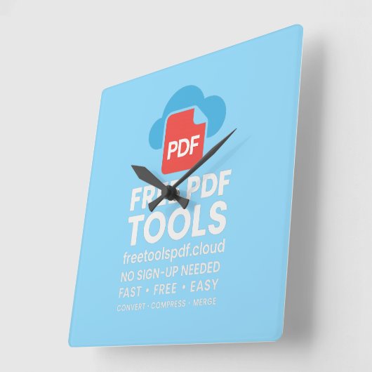 🔥 3D Fantasy Logo – FreetoolsPDF.Cloud Vierkante Klok (Hoek)