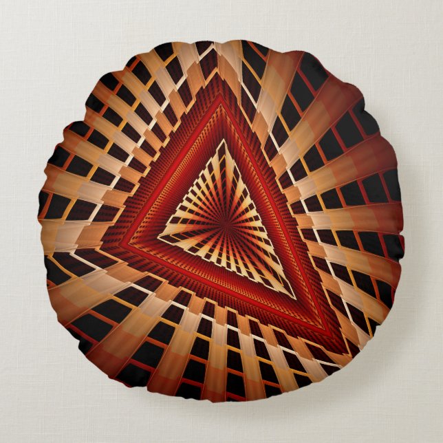 3D Fantasy Netwerk Moderne Fractale Grafische Vorm Rond Kussen (Voorkant)