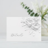 3D  Faux Paper Cut Roses Wedding Details Informatiekaartje (Staand voorkant)
