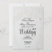 3D Faux Reliëf Witte Orchidee Bloemboog Trouw  Kaart (Voorkant)