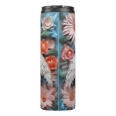 3d Flamingo met bloemen Thermosbeker (Achterkant)
