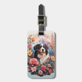 3D Floral Fantasy Berner Mountain Dog Birds Uitzic Bagagelabel (Voorkant verticaal)