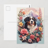 3D Floral Fantasy Berner Mountain Dog Birds Uitzic Briefkaart (Voorkant / Achterkant)