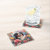 3D Floral Fantasy Berner Mountain Dog Birds Uitzic Kartonnen Onderzetters (Insitu)