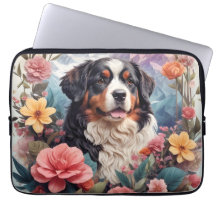 3D Floral Fantasy Berner Mountain Dog Birds Uitzic