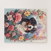 3D Floral Fantasy Berner Mountain Dog Birds Uitzic Legpuzzel (Horizontaal)
