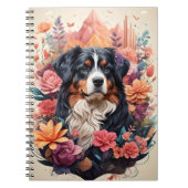 3D Floral Fantasy Berner Mountain Dog Birds Uitzic Notitieboek (Voorkant)