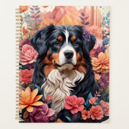 3D Floral Fantasy Berner Mountain Dog Birds Uitzic Planner