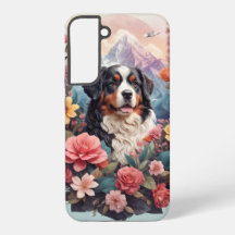 3D Floral Fantasy Berner Mountain Dog Birds Uitzic